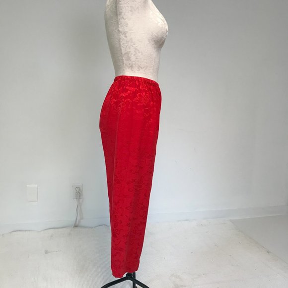 Vintage OS 100% Silk Print Asian Cropped Pants - Picture 8 of 11